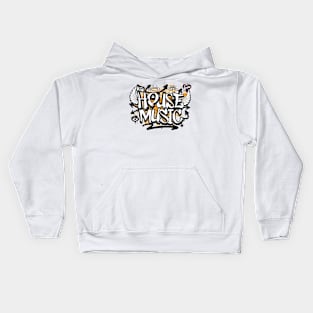 HOUSE MUSIC  - Graffiti Steez (Orange/Black) Kids Hoodie